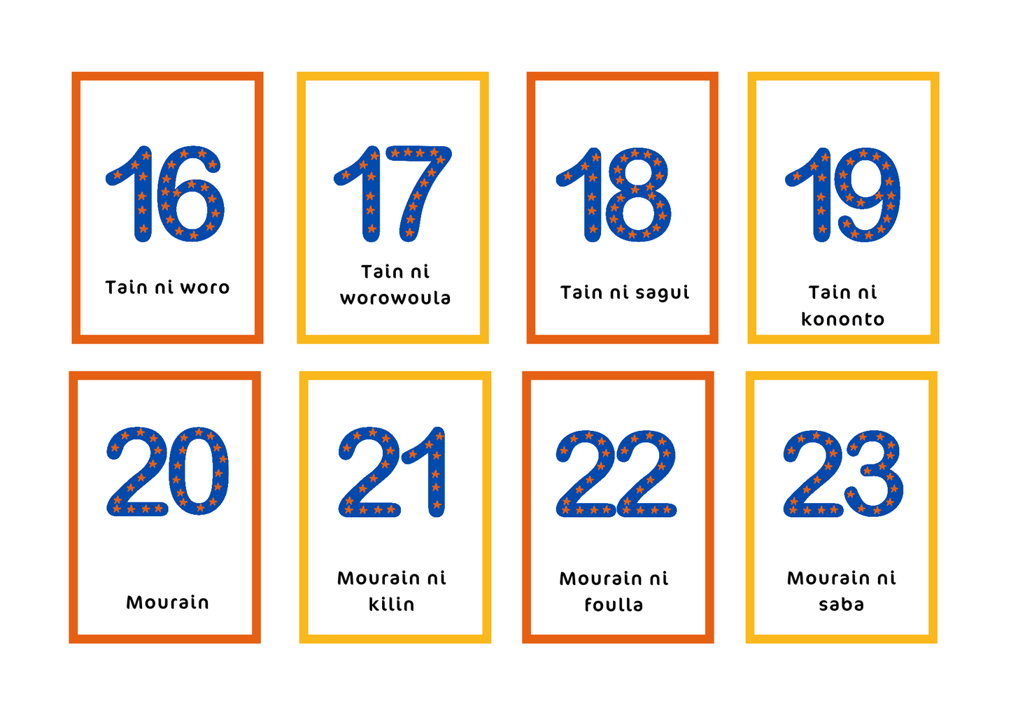 Numbers from 0 to 100