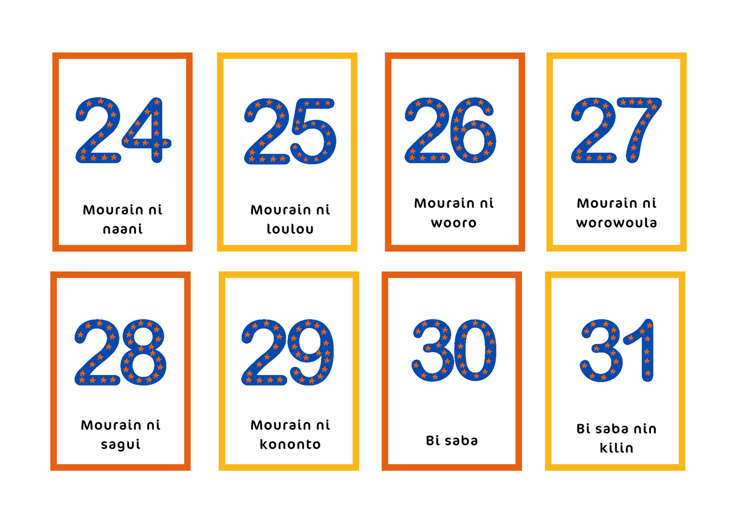 Numbers from 0 to 100