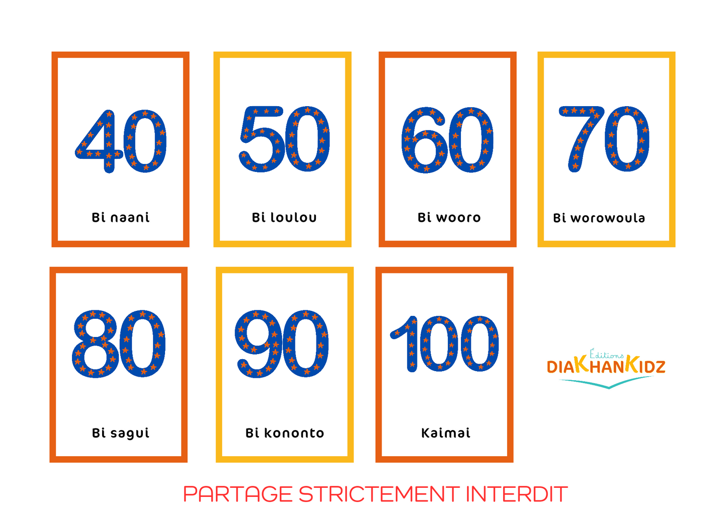 Numbers from 0 to 100